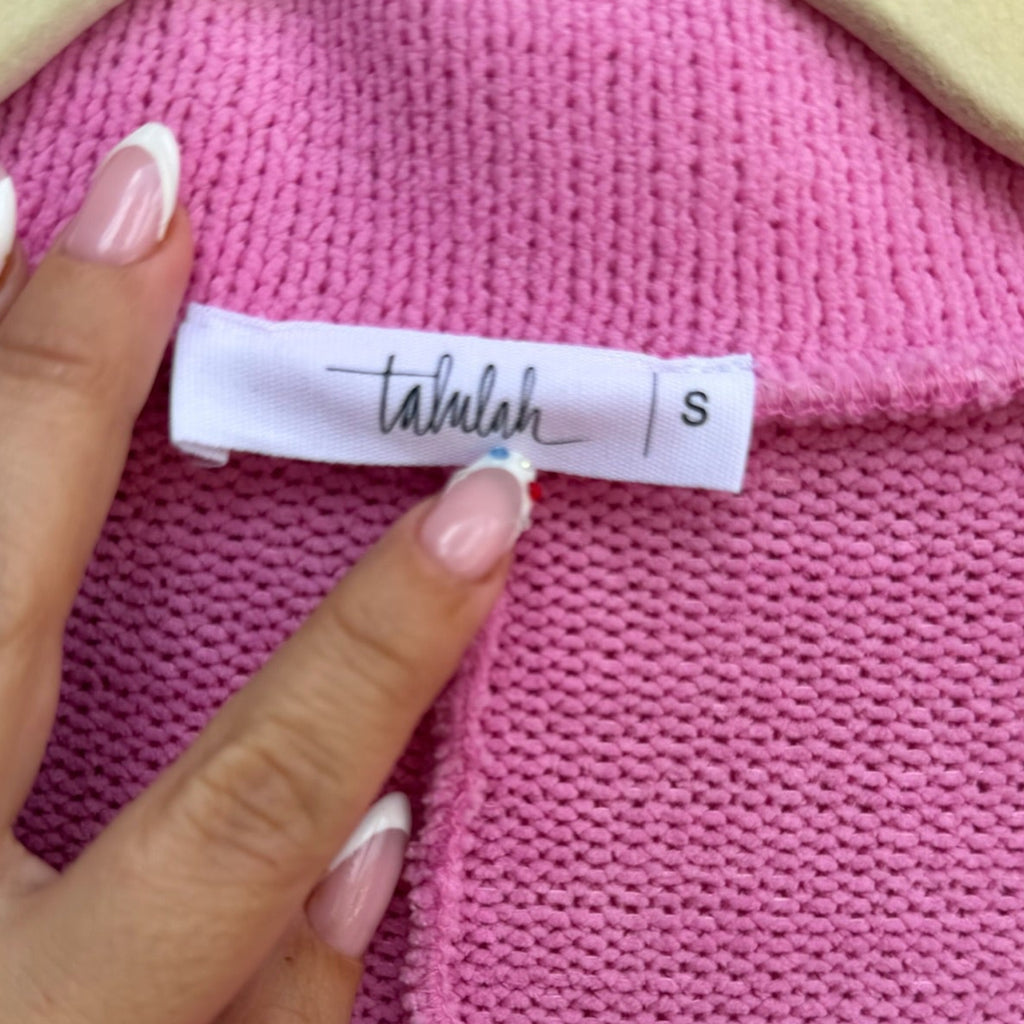 Talulah Hot Pink Knit Collared Romper Size S | Long Sleeve Button-Front Lounge Romper