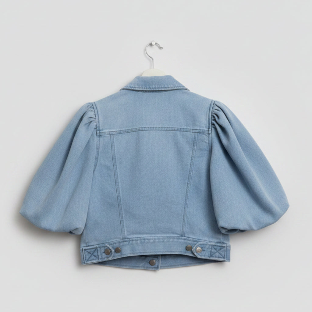 Liverpool Los Angeles Puff Sleeve Denim Jacket Size XS | Light Wash Cropped Jacket