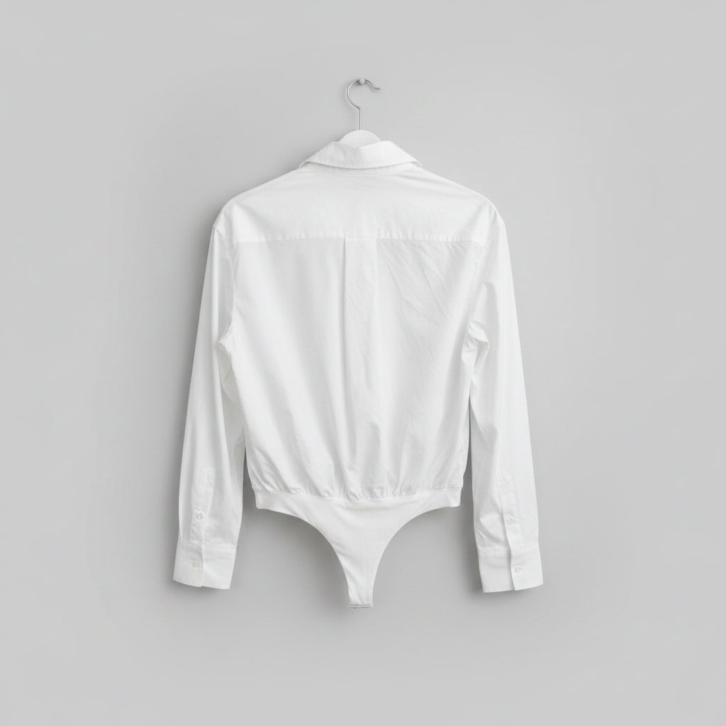Nonchalant Label White Wrap Bodysuit Size XS | Long Sleeve Surplice Top
