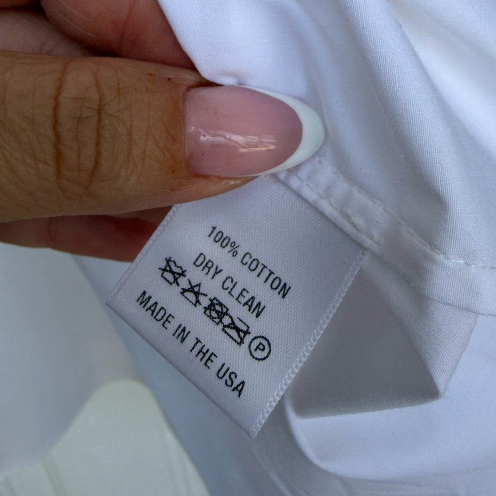 Michelle Farmer White Cotton Button-Down Shirt Size XS | Classic Tailored Blouse