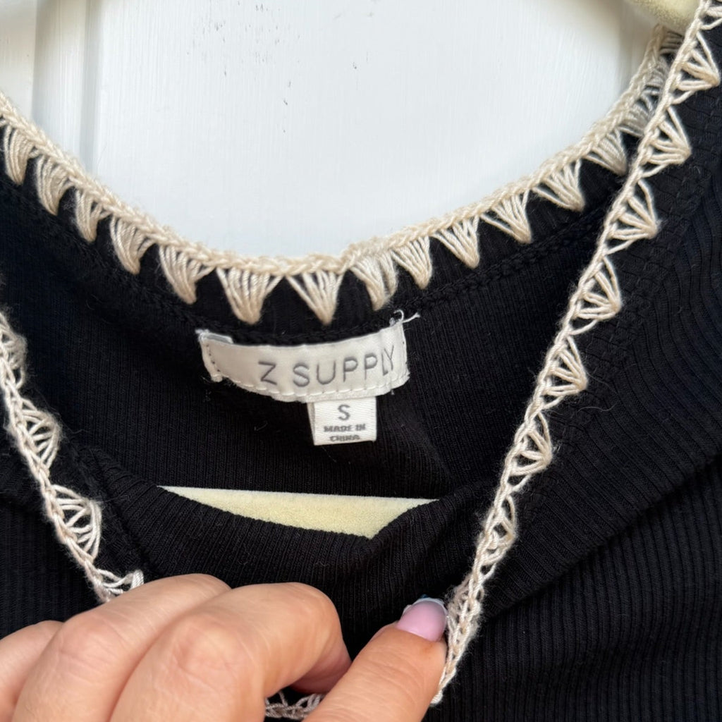 Z Supply Ribbed Crochet Trim Top Size S | Women's Knit Tank