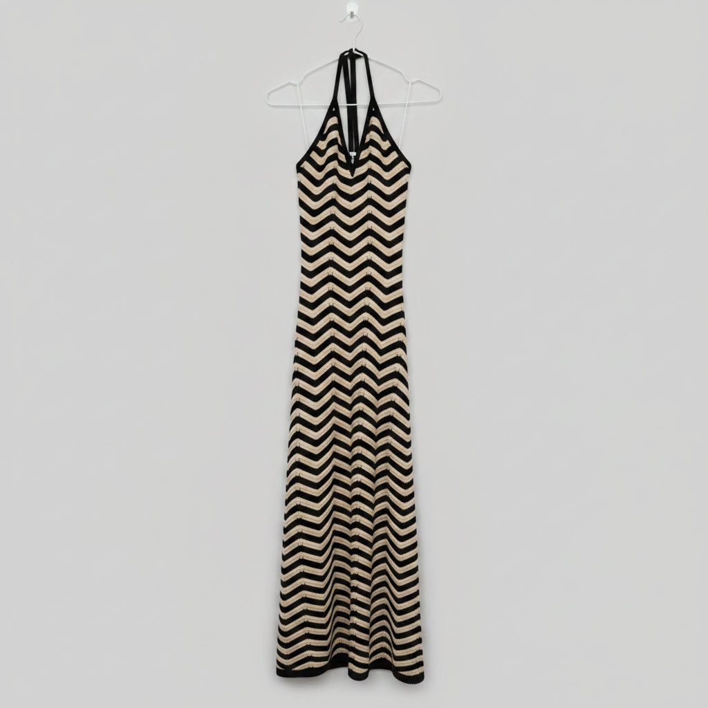Miou Muse Sunni Chevron Knit Maxi Dress NWT Size S | Women's Designer Dress