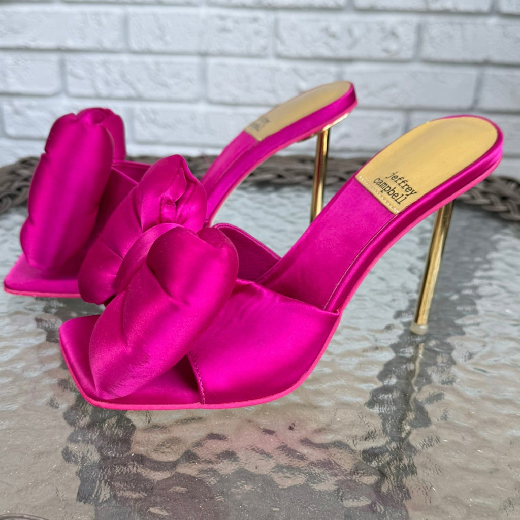 Jeffrey Campbell Hot Pink Bow Heeled Mules Size 7.5