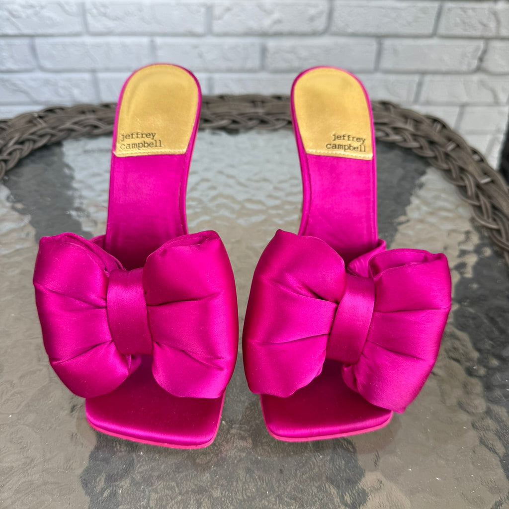 Jeffrey Campbell Hot Pink Bow Heeled Mules Size 7.5