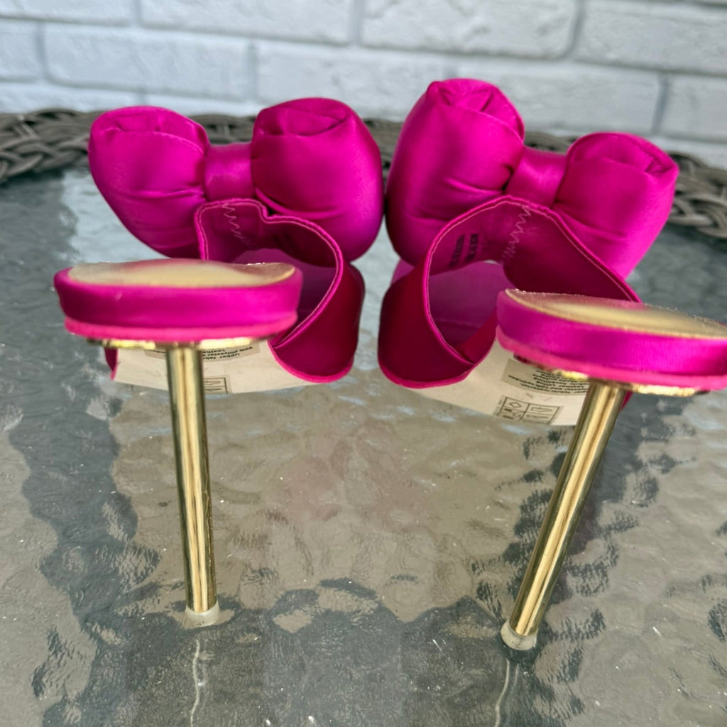 Jeffrey Campbell Hot Pink Bow Heeled Mules Size 7.5