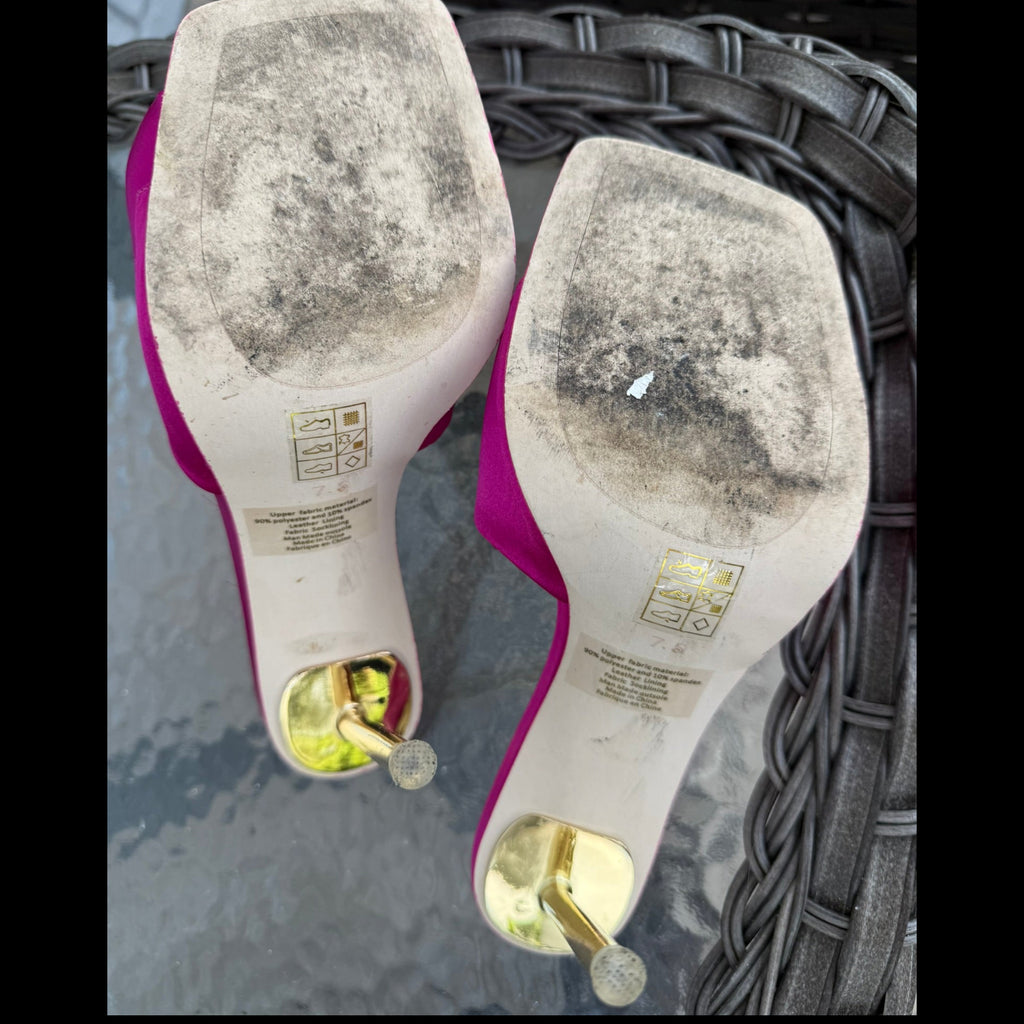 Jeffrey Campbell Hot Pink Bow Heeled Mules Size 7.5