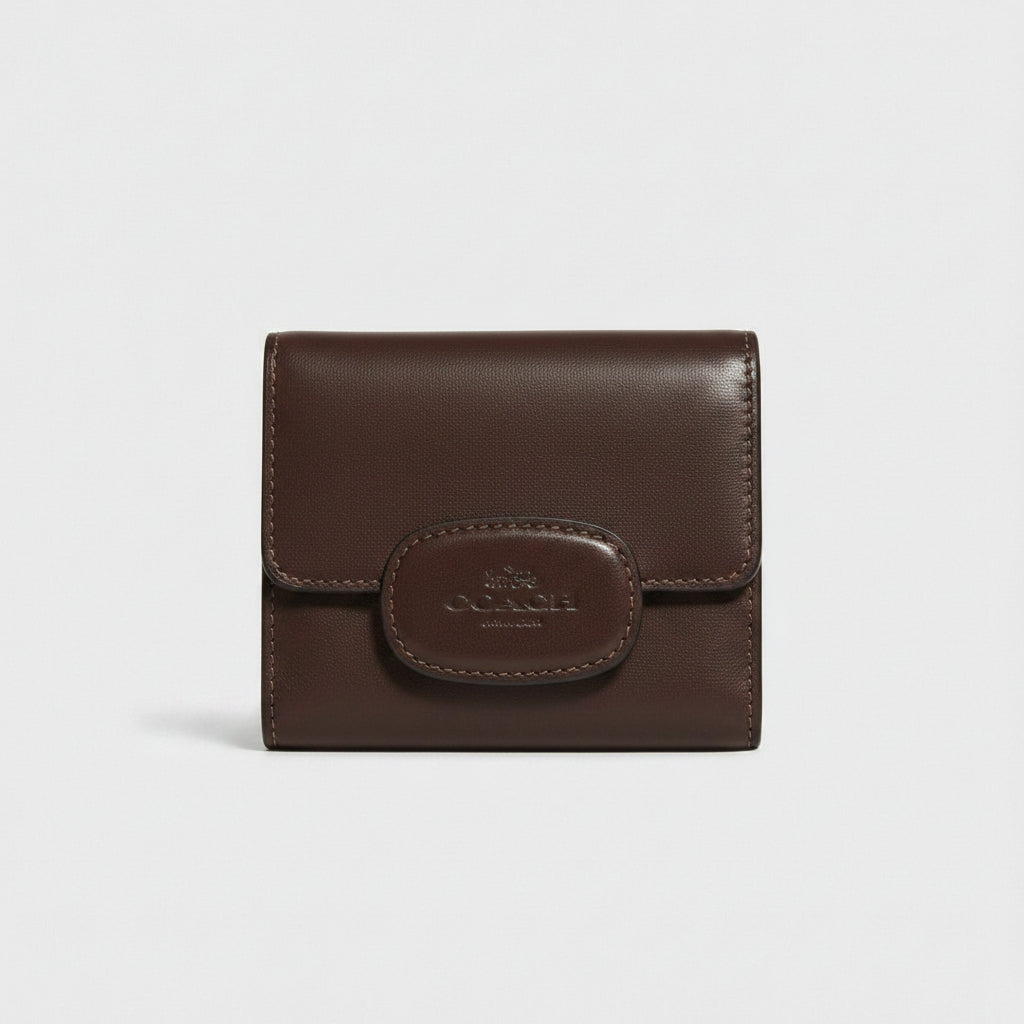 Coach Eliza Small Brown Leather Snap Wallet