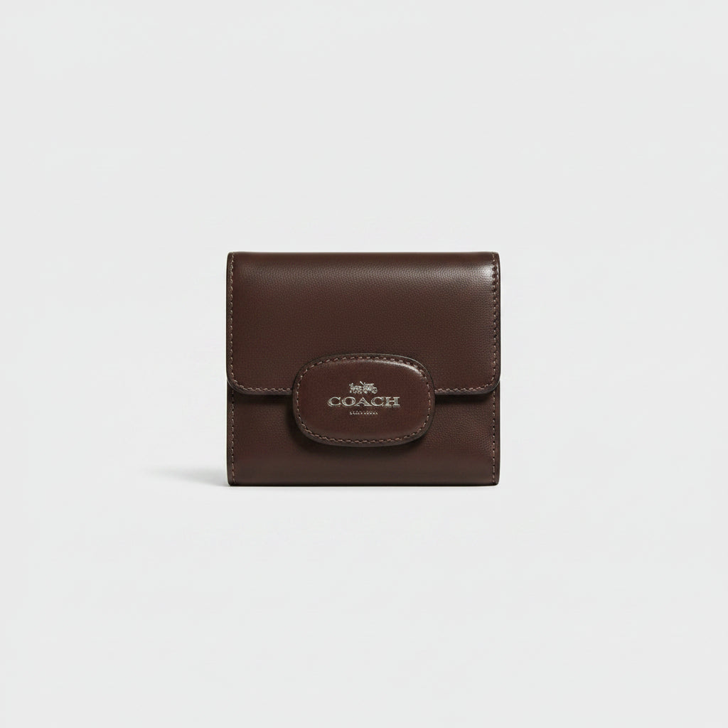 Coach Eliza Small Brown Leather Snap Wallet