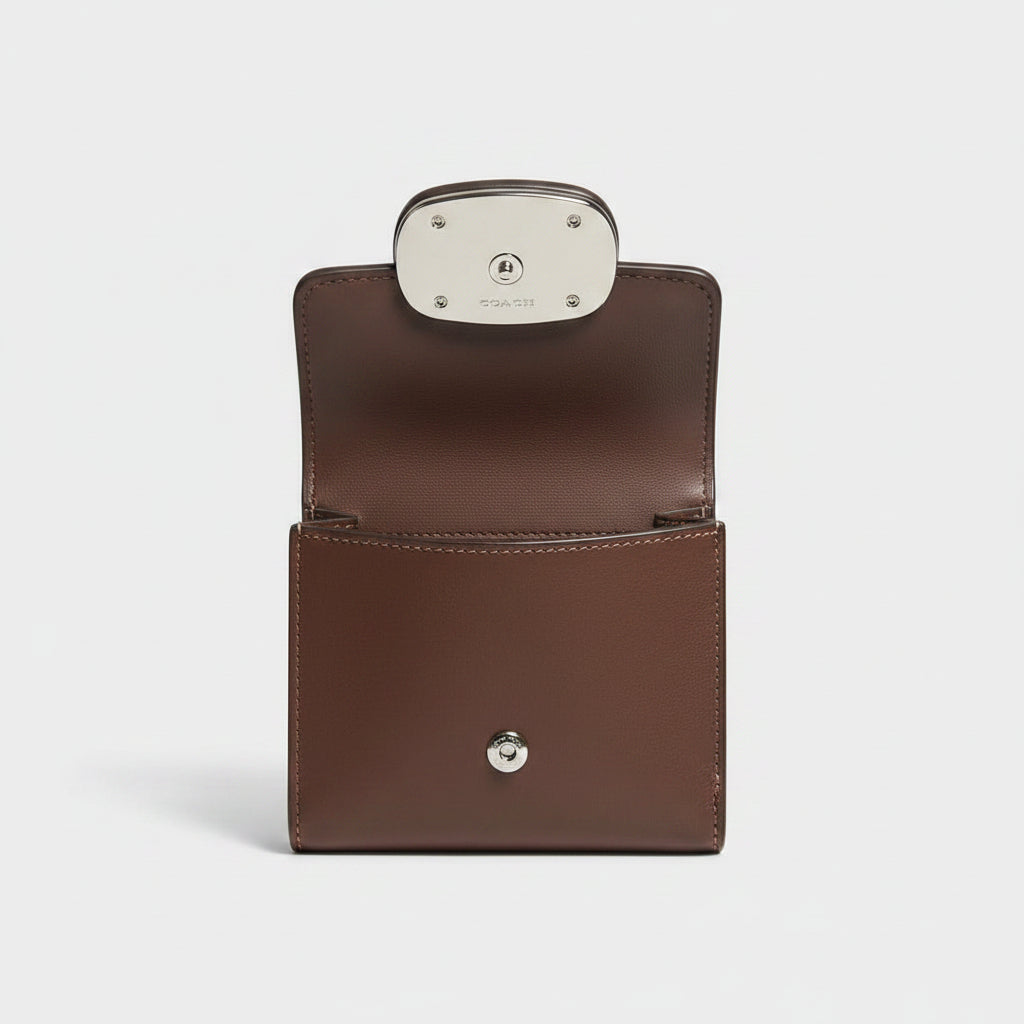 Coach Eliza Small Brown Leather Snap Wallet
