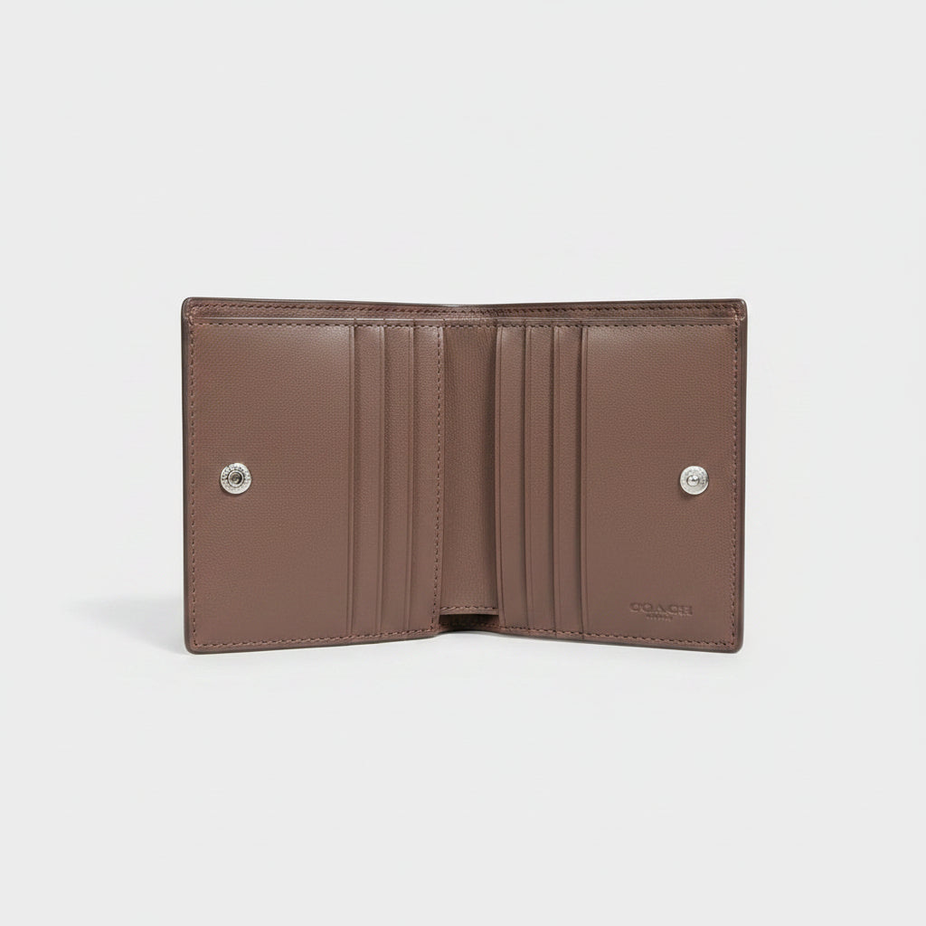 Coach Eliza Small Brown Leather Snap Wallet