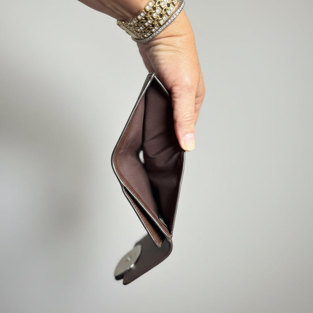 Coach Eliza Small Brown Leather Snap Wallet