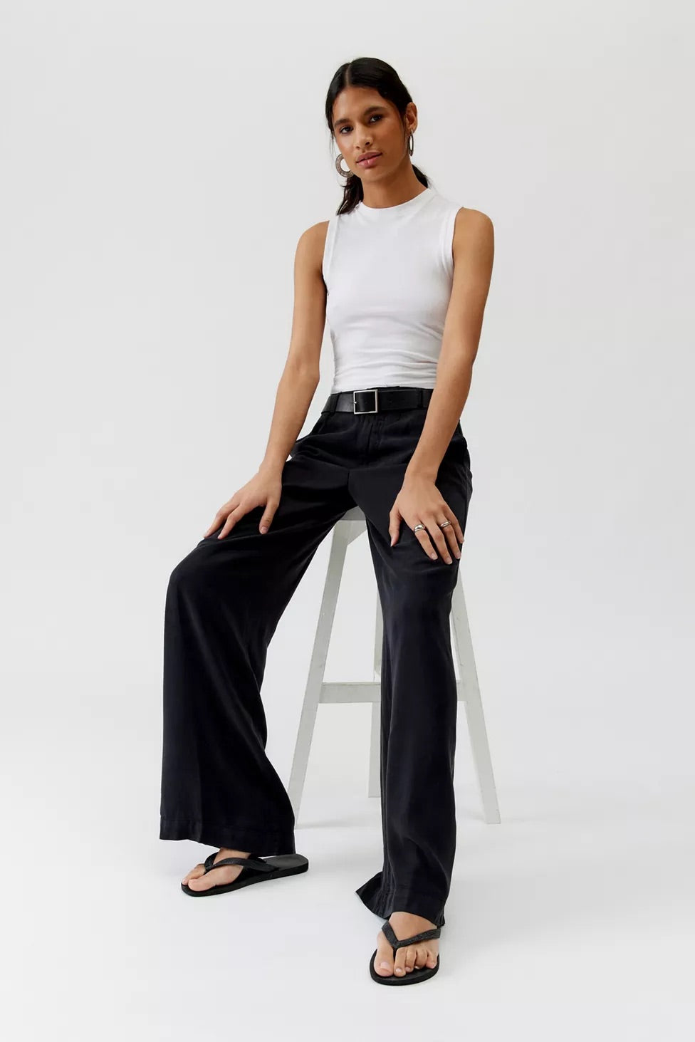 Pistola Jayden Black Tencel Wide-Leg Pants Size 26