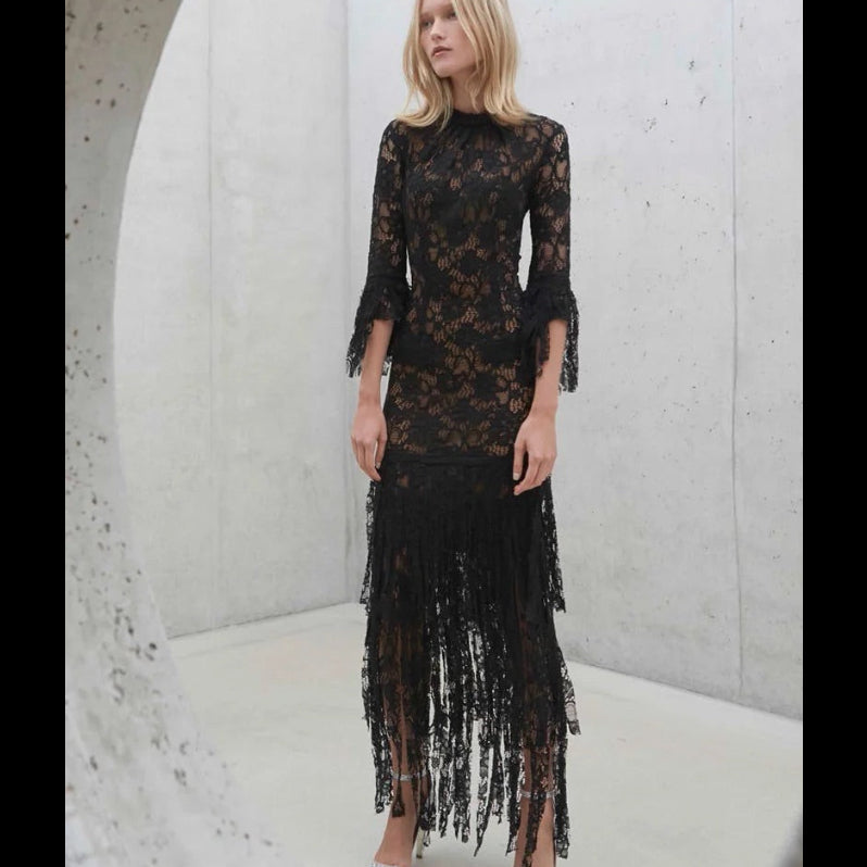 Alexis Black Lace Maxi Dress Size M