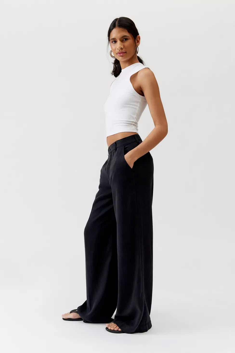 Pistola Jayden Black Tencel Wide-Leg Pants Size 26