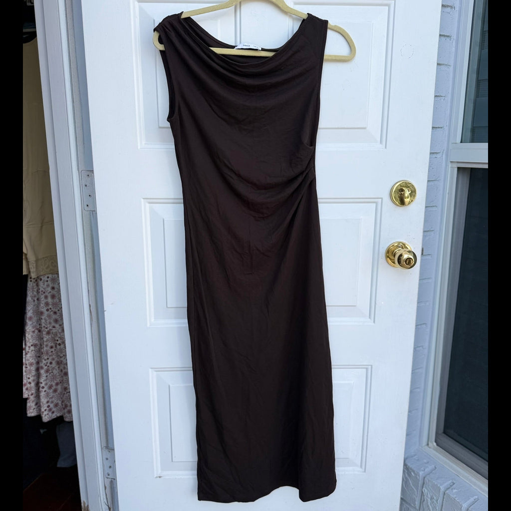 MNG (Mango) Sleeveless Ruched Midi Dress Size 4