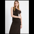 MNG (Mango) Sleeveless Ruched Midi Dress Size 4