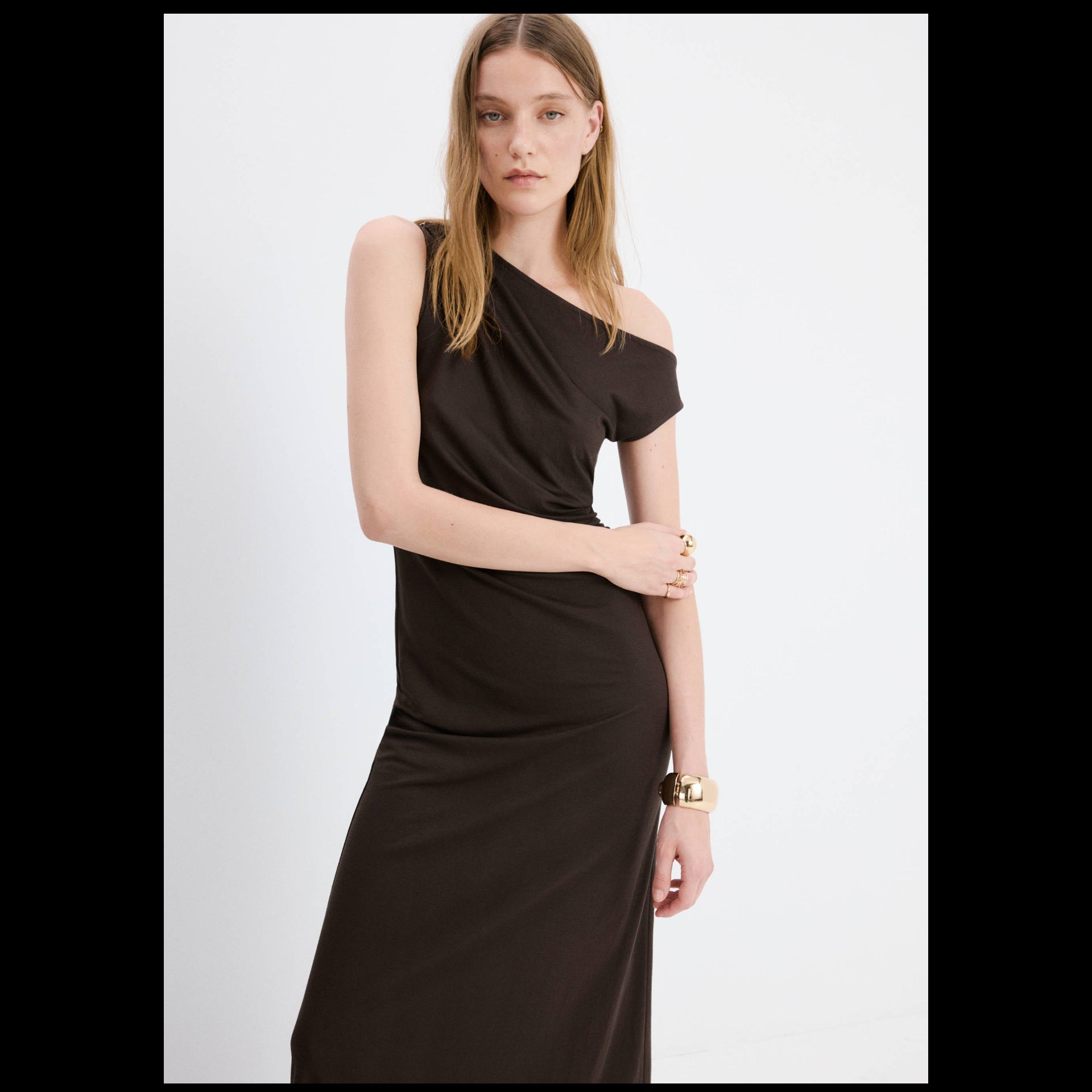 MNG (Mango) Sleeveless Ruched Midi Dress Size 4