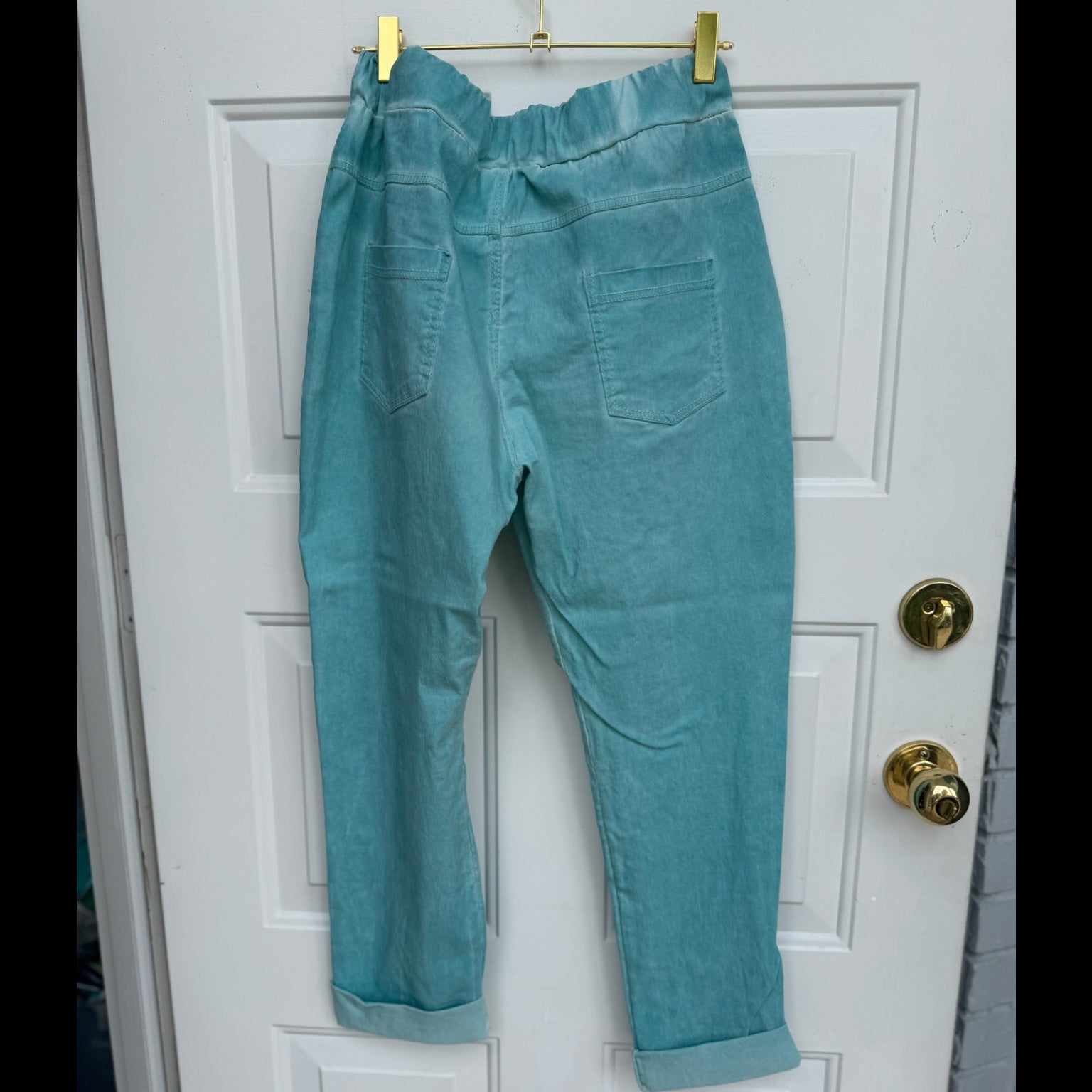 GIGI Moda Embellished Turquoise Joggers One Size | Women's Rhinestone Lounge Pants