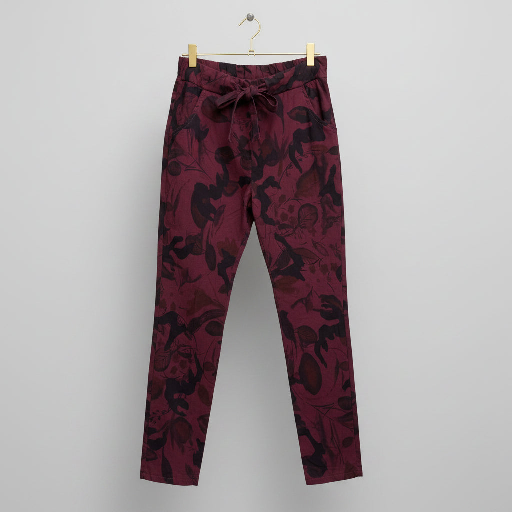 Gigi Moda Floral Burgundy Print Joggers One Size | Made in Italy Women's Lounge Pants
