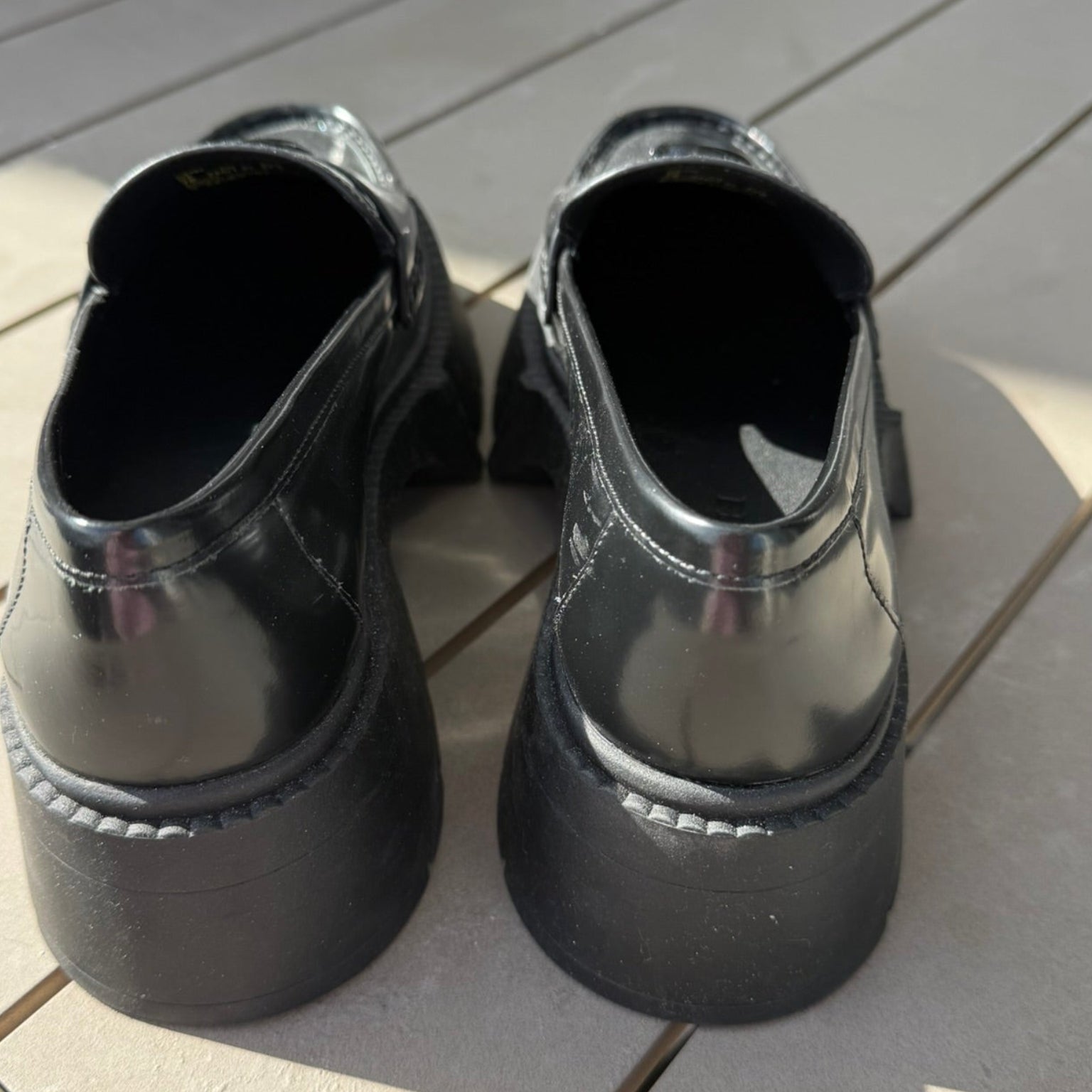 Coach Black Leather Lug Sole Loafers Size 7