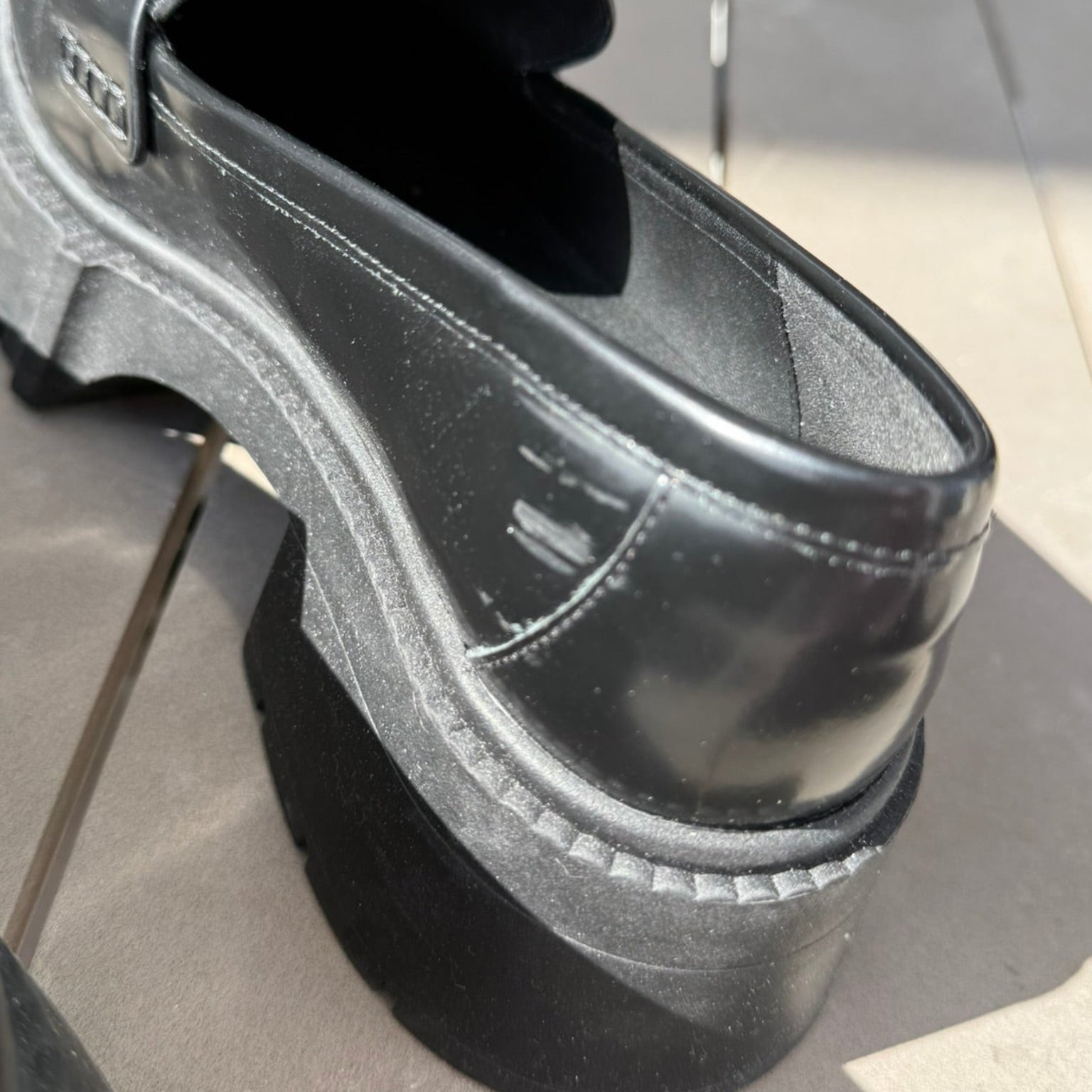 Coach Black Leather Lug Sole Loafers Size 7