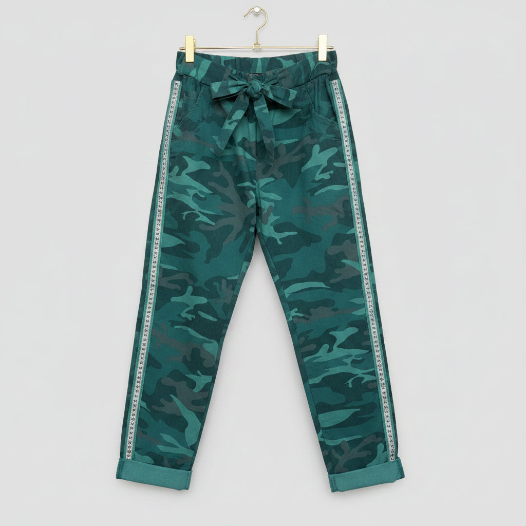 Gigi Moda Embellished Camo Joggers One Size | Made in Italy Women's Lounge Pants