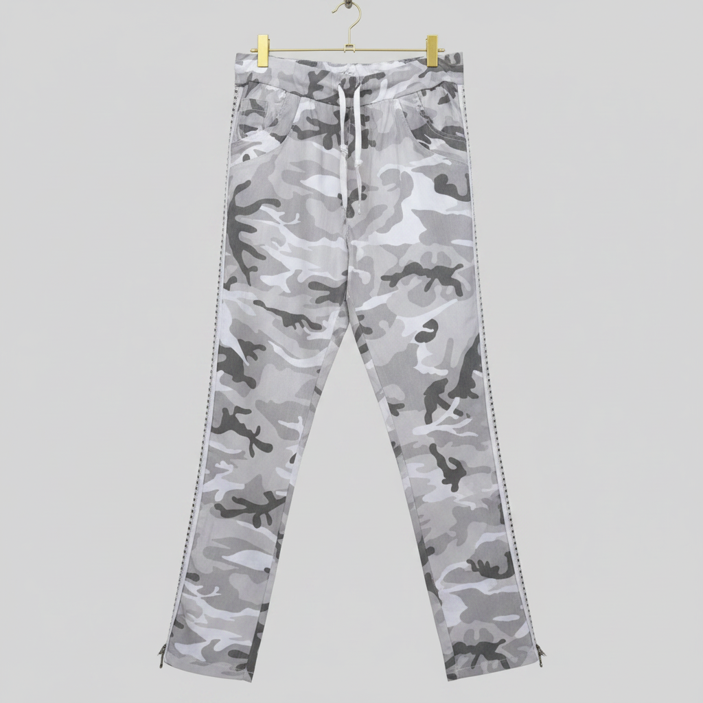 GIGI Moda Camo Studded Joggers One Size | Made in Italy Women's Camo Pants