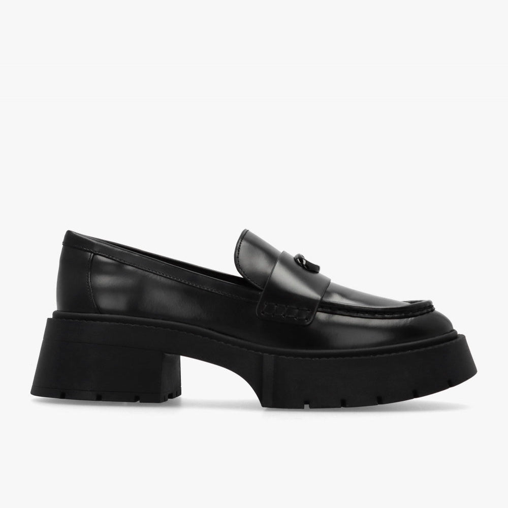 Coach Black Leather Lug Sole Loafers Size 7