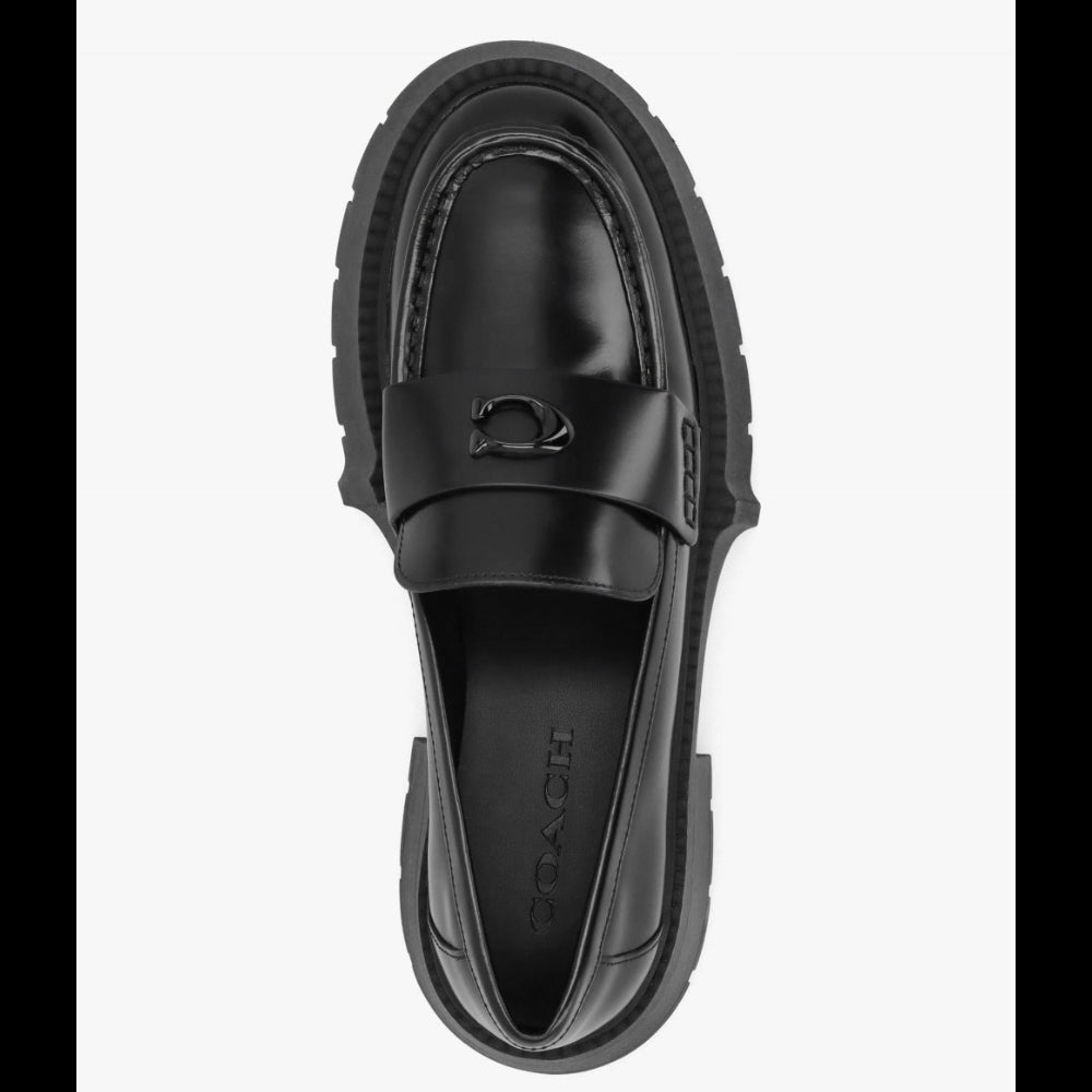 Coach Black Leather Lug Sole Loafers Size 7