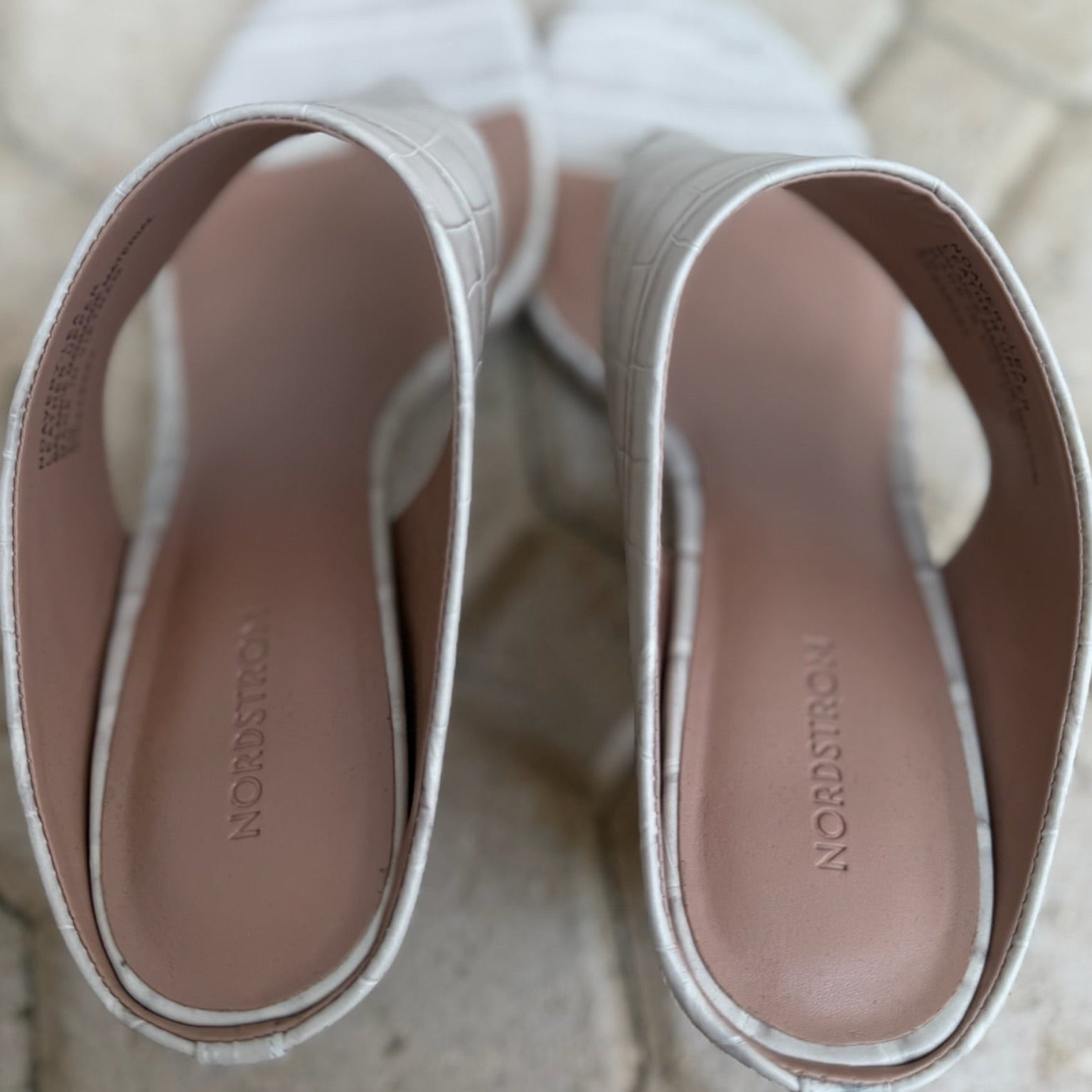 Nordstrom Croc-Embossed Thong Heeled Mules Size 8 | Women's Leather Slide Sandals