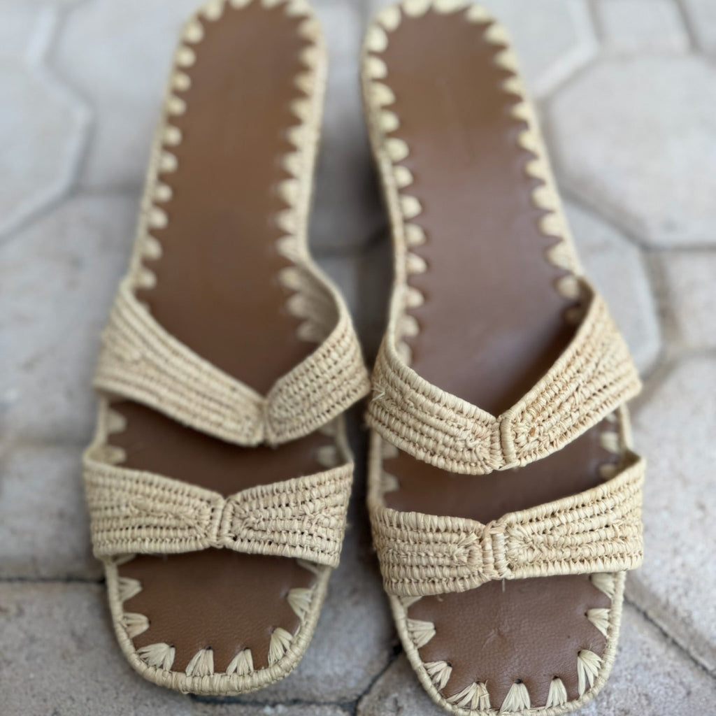 Carrie Forbes Woven Raffia Heeled Sandals Size 38 | Women's Designer Slide Sandals