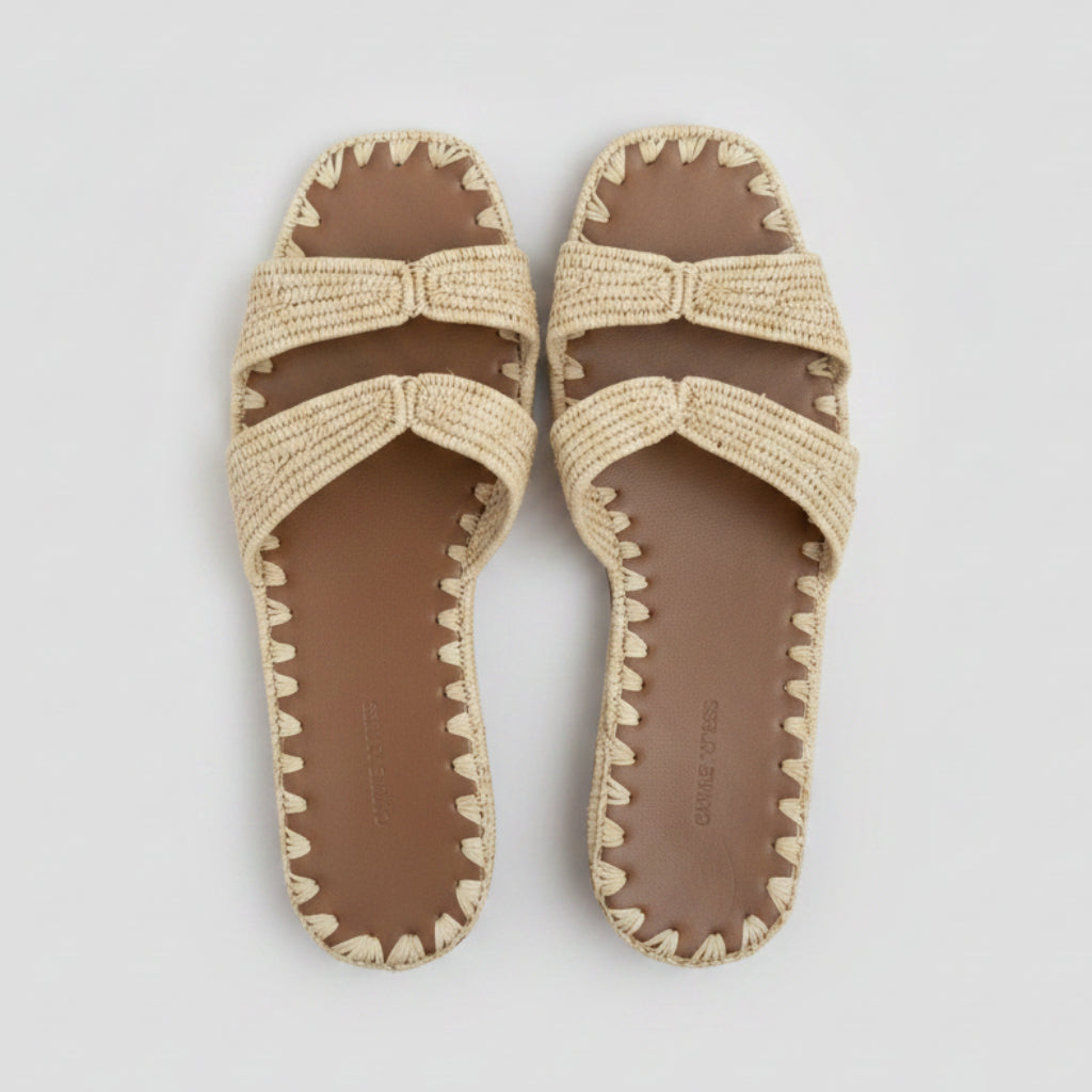 Carrie Forbes Woven Raffia Heeled Sandals Size 38 | Women's Designer Slide Sandals