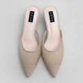 Aqua Nude Pointed Toe Kitten Heel Mules Size 8.5 | Women's Slip-On Heels