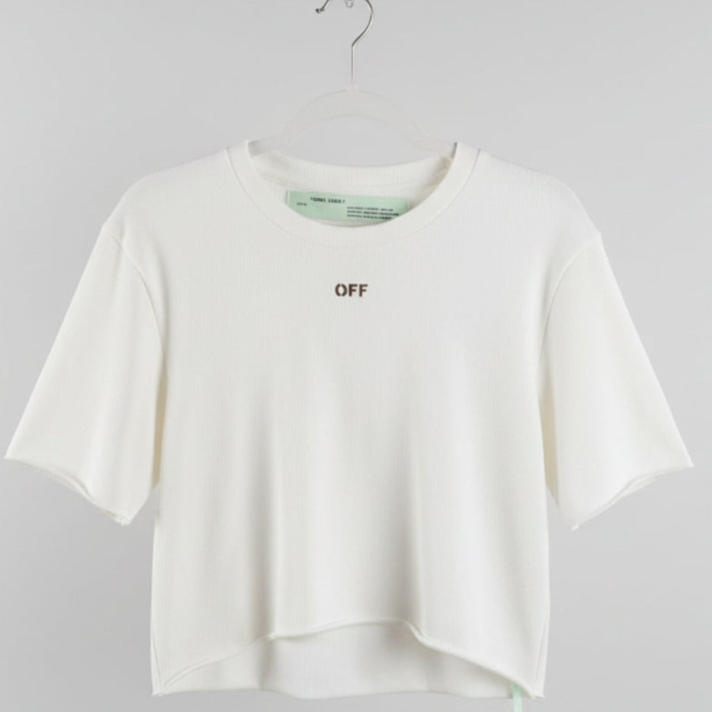 Off-White Ribbed Crop Top Size XL | Women's Designer Knit Tank