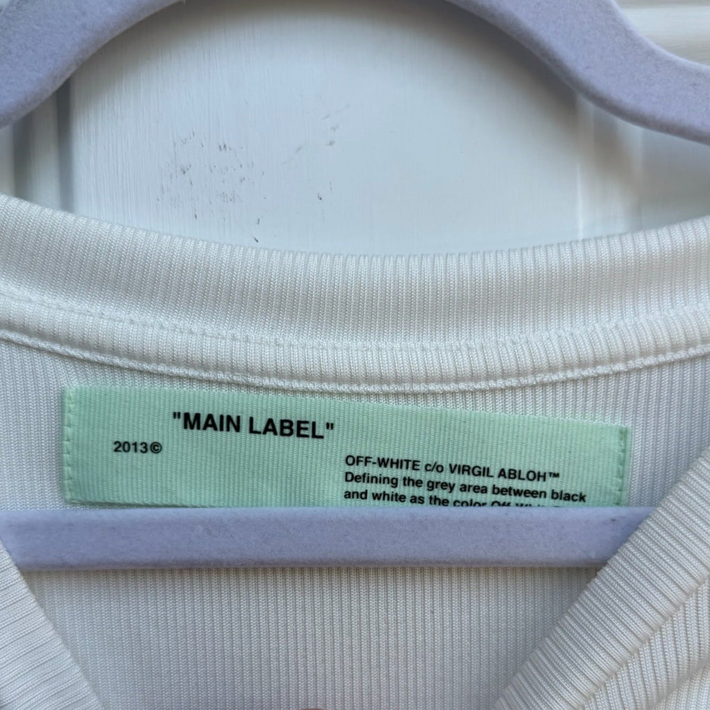 Off-White Ribbed Crop Top Size XL | Women's Designer Knit Tank