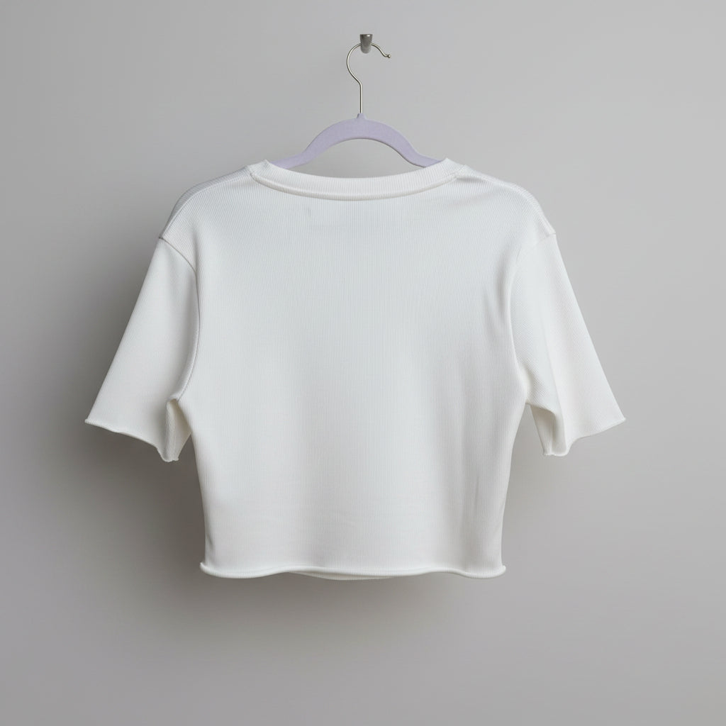 Off-White Ribbed Crop Top Size XL | Women's Designer Knit Tank