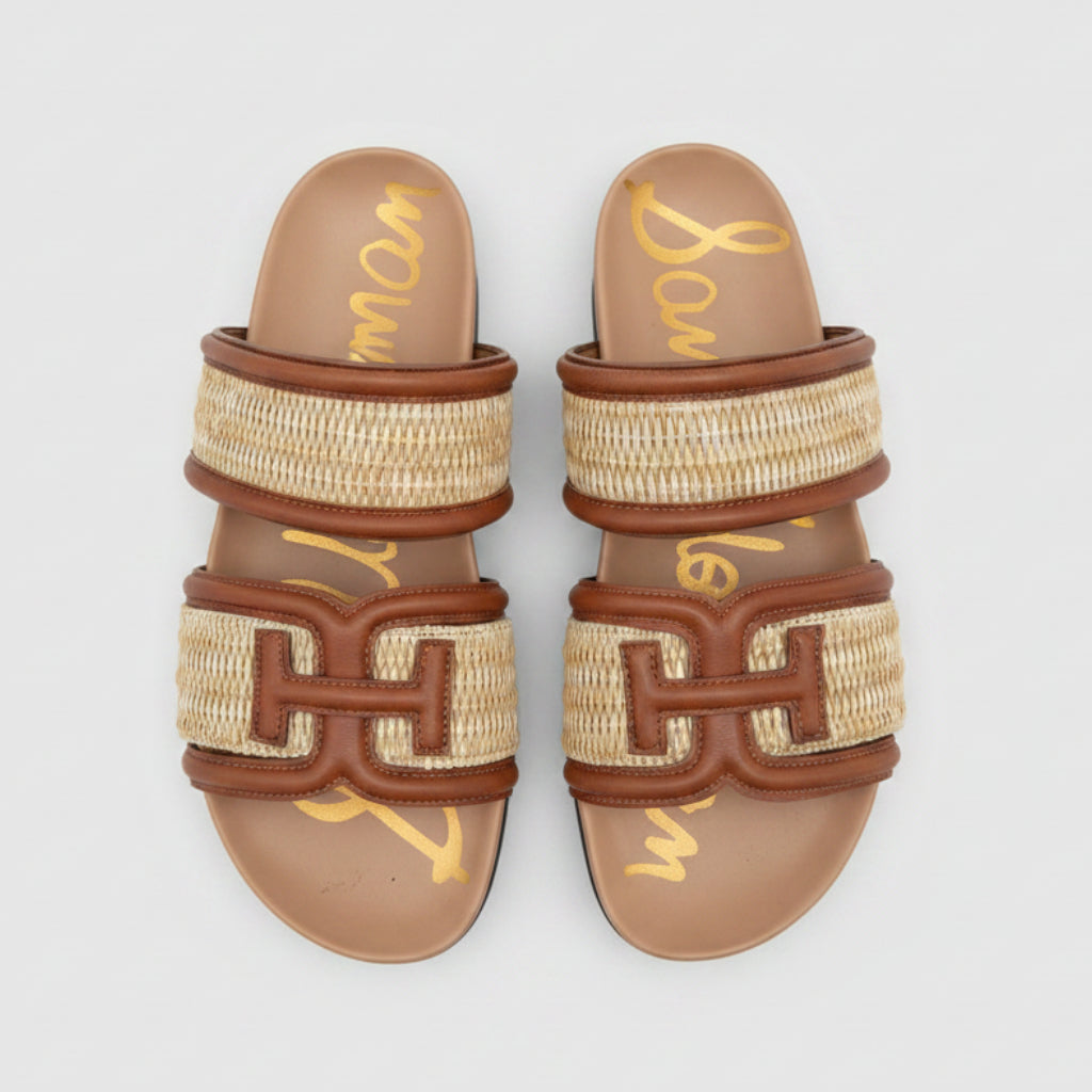 Sam Edelman Rowan Raffia Slide Sandals Size 7.5 | Women's Woven Flat Slides