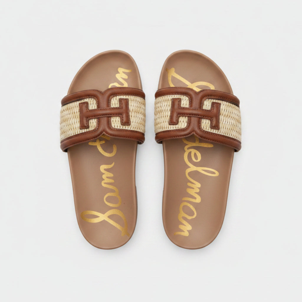Sam Edelman Rowan Raffia Slide Sandals Size 7.5 | Women's Woven Flat Slides