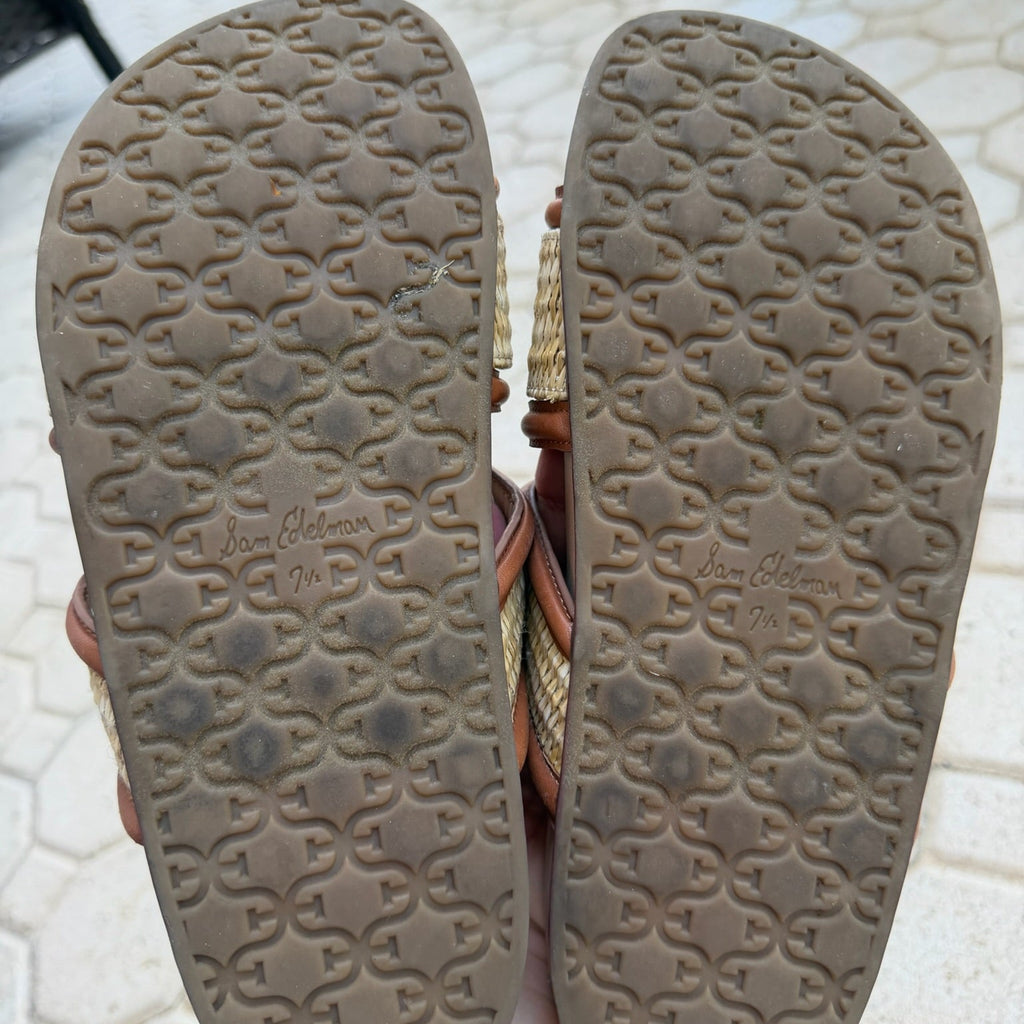 Sam Edelman Rowan Raffia Slide Sandals Size 7.5 | Women's Woven Flat Slides