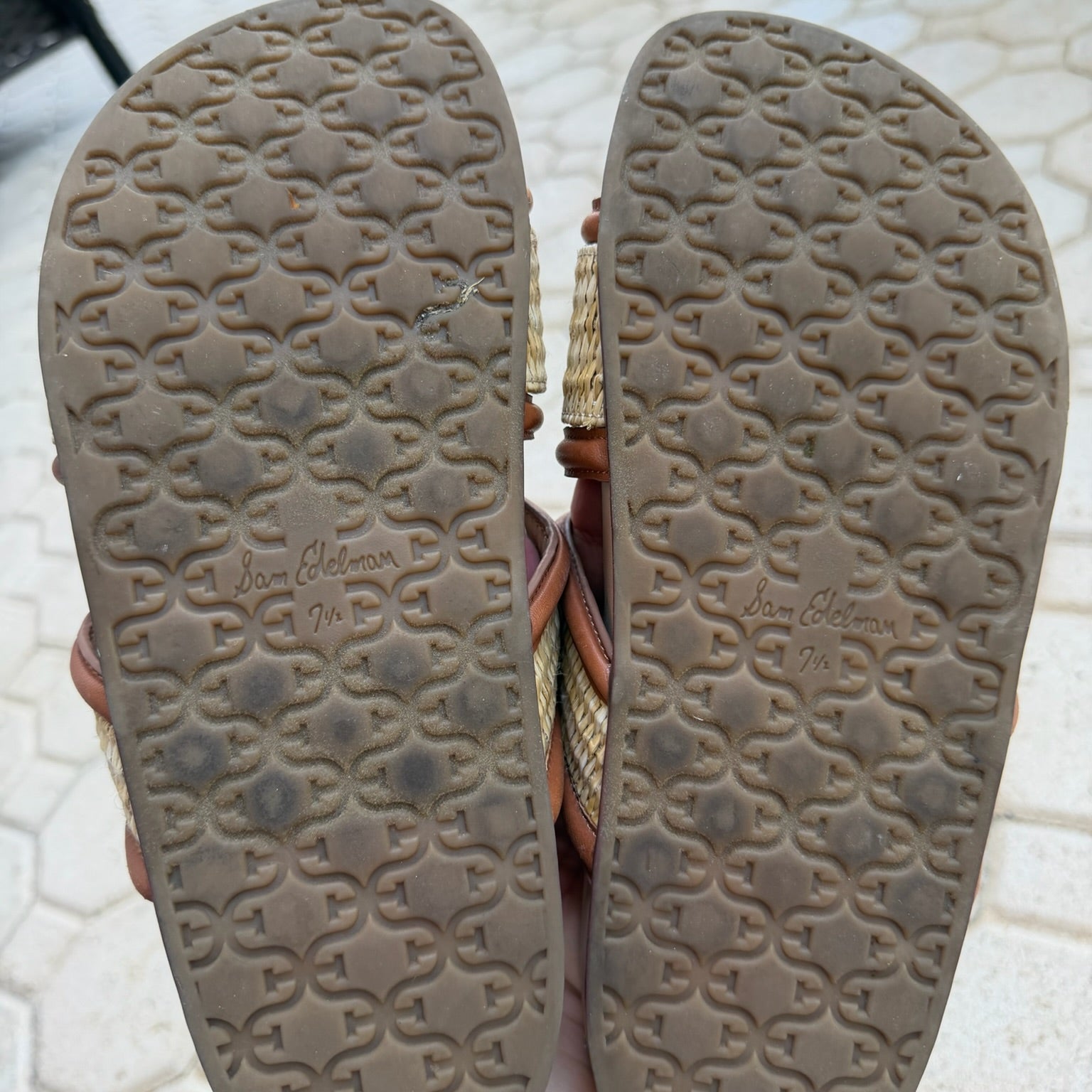 Sam Edelman Rowan Raffia Slide Sandals Size 7.5 | Women's Woven Flat Slides