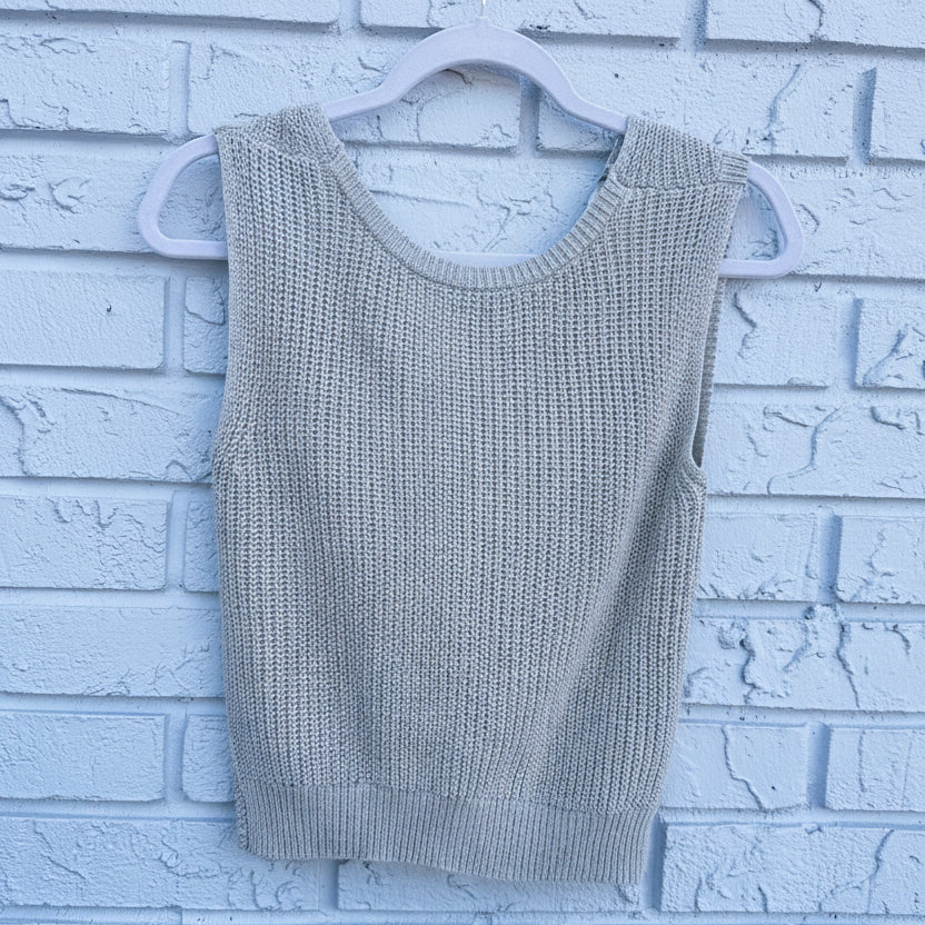 Miou Muse Grey Twisted Knot Top Size Medium