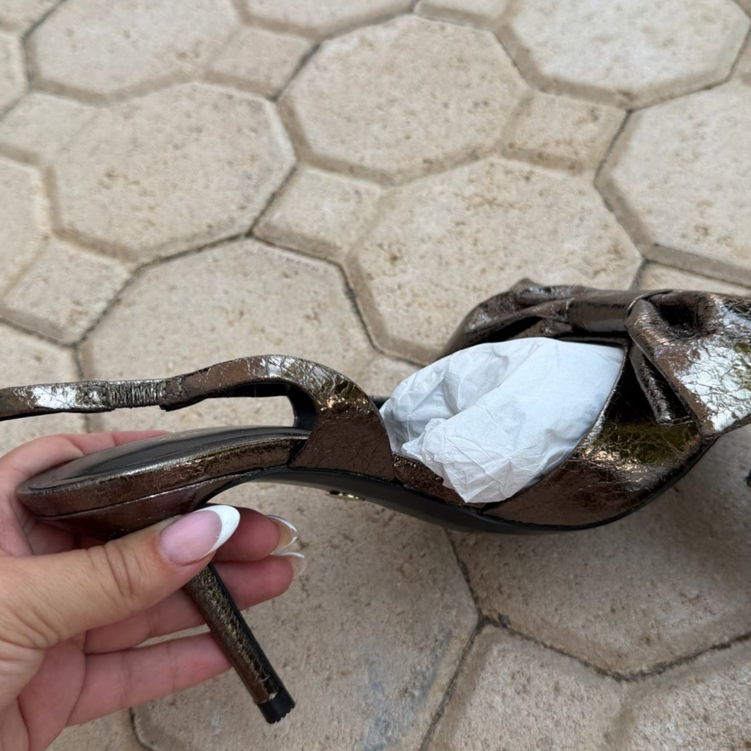 Zara Metallic Bow Slingback Heels NWOT Size 38 | Women's Pointed-Toe Pumps