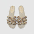 Sam Edelman Embellished Slide Sandals Size 7.5 | Women's Crystal Flat Sandals