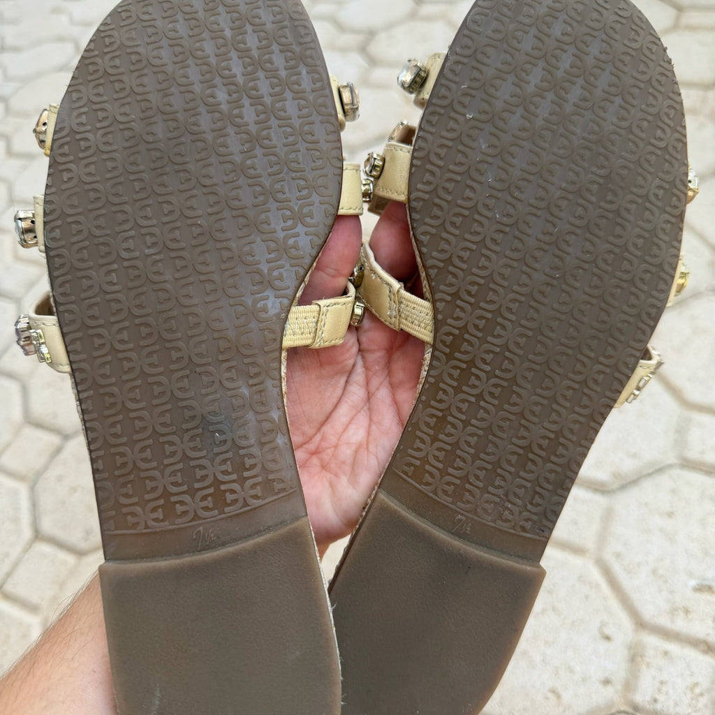 Sam Edelman Embellished Slide Sandals Size 7.5 | Women's Crystal Flat Sandals