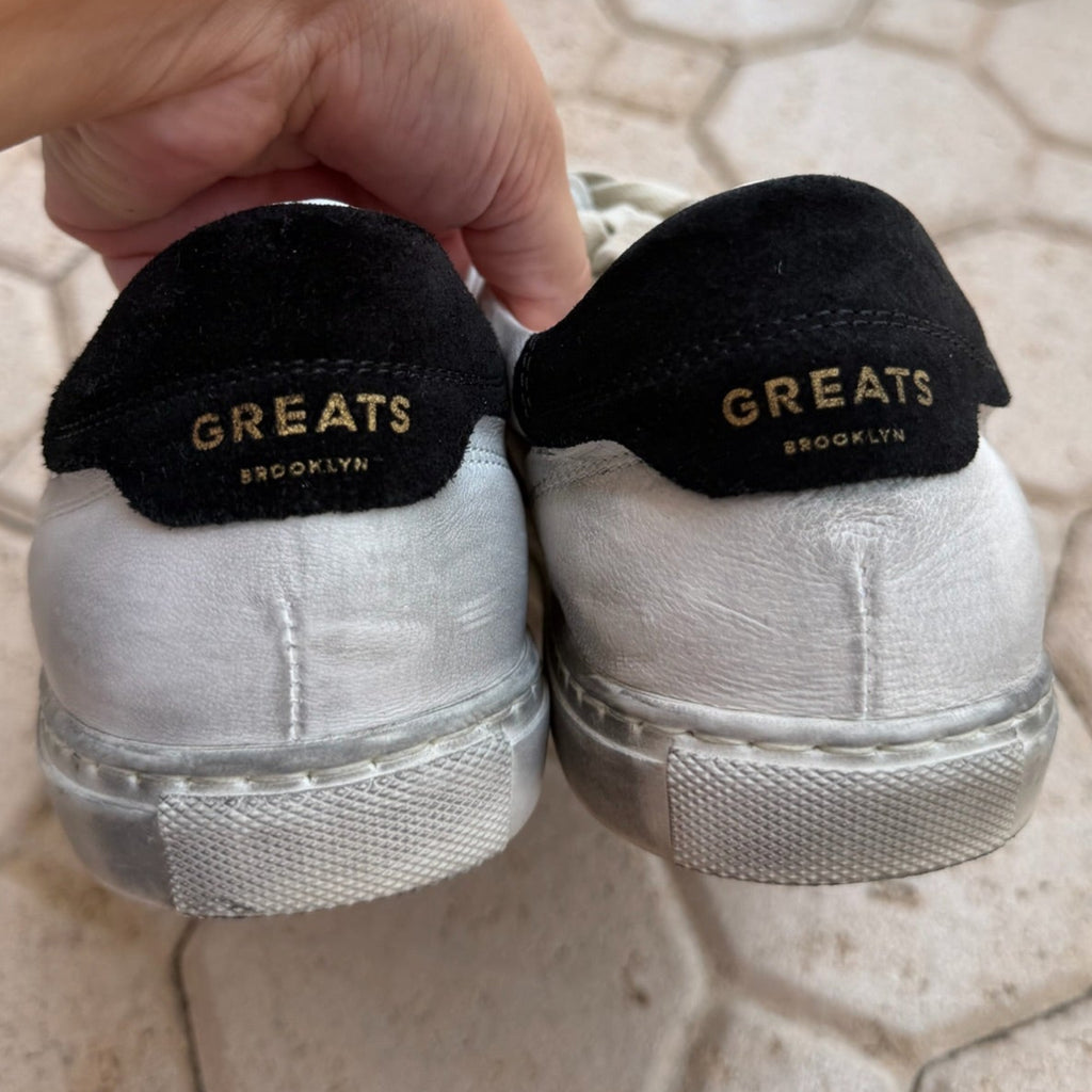 Greats Brooklyn Leather Sneakers Size 8 | Women's Premium White Sneakers