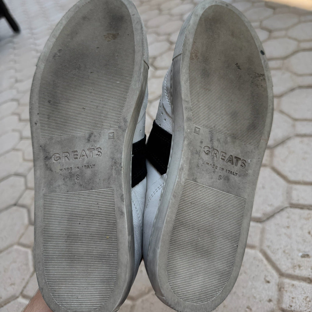 Greats Brooklyn Leather Sneakers Size 8 | Women's Premium White Sneakers