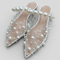 She Is Cheval Pearl Embellished Flats Size 8 | Women's Pointed-Toe Ballet Flats
