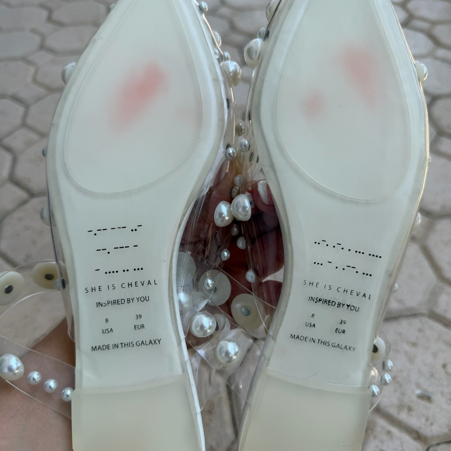 She Is Cheval Pearl Embellished Flats Size 8 | Women's Pointed-Toe Ballet Flats
