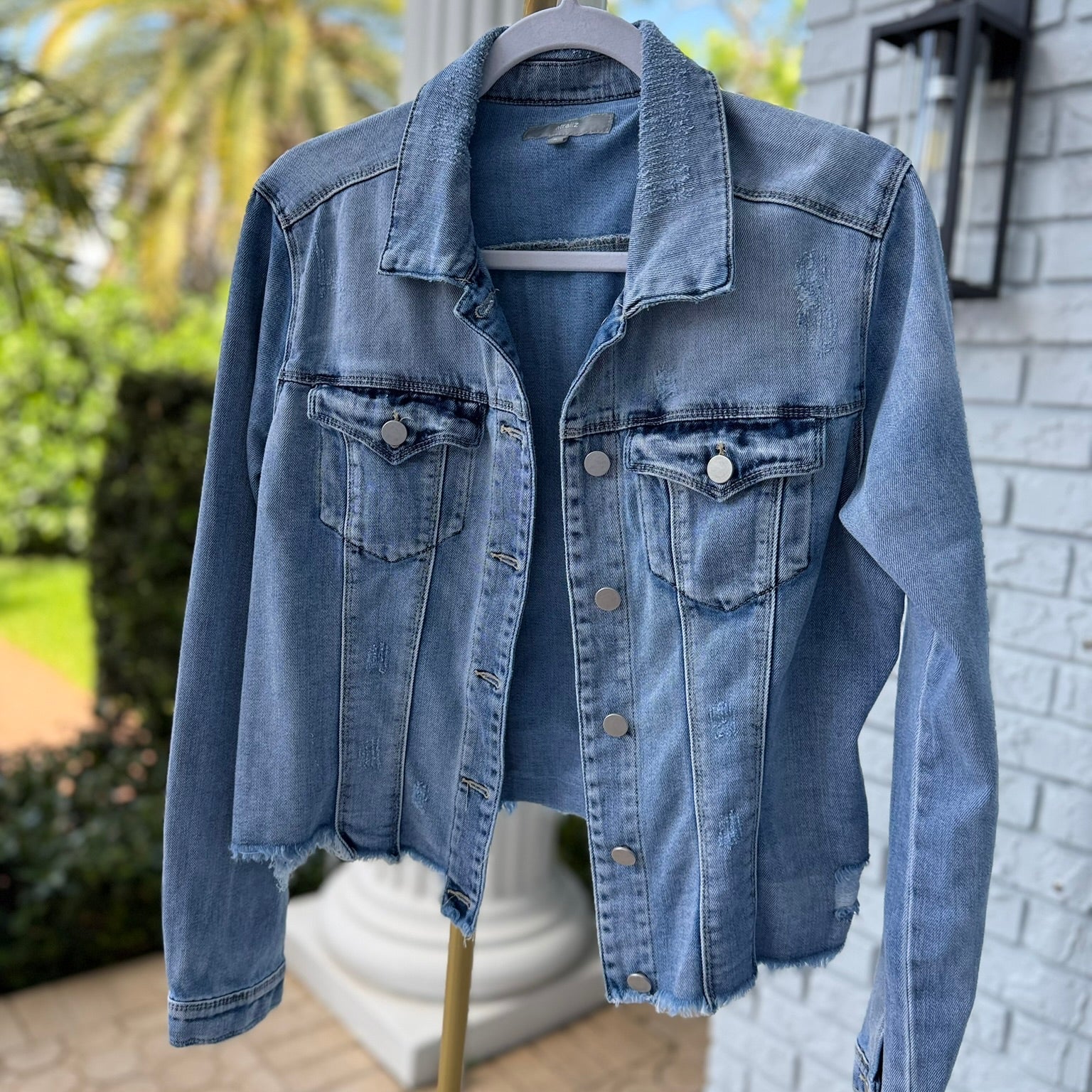 h-trailz Monogram Back Panel Denim Jacket Size Large