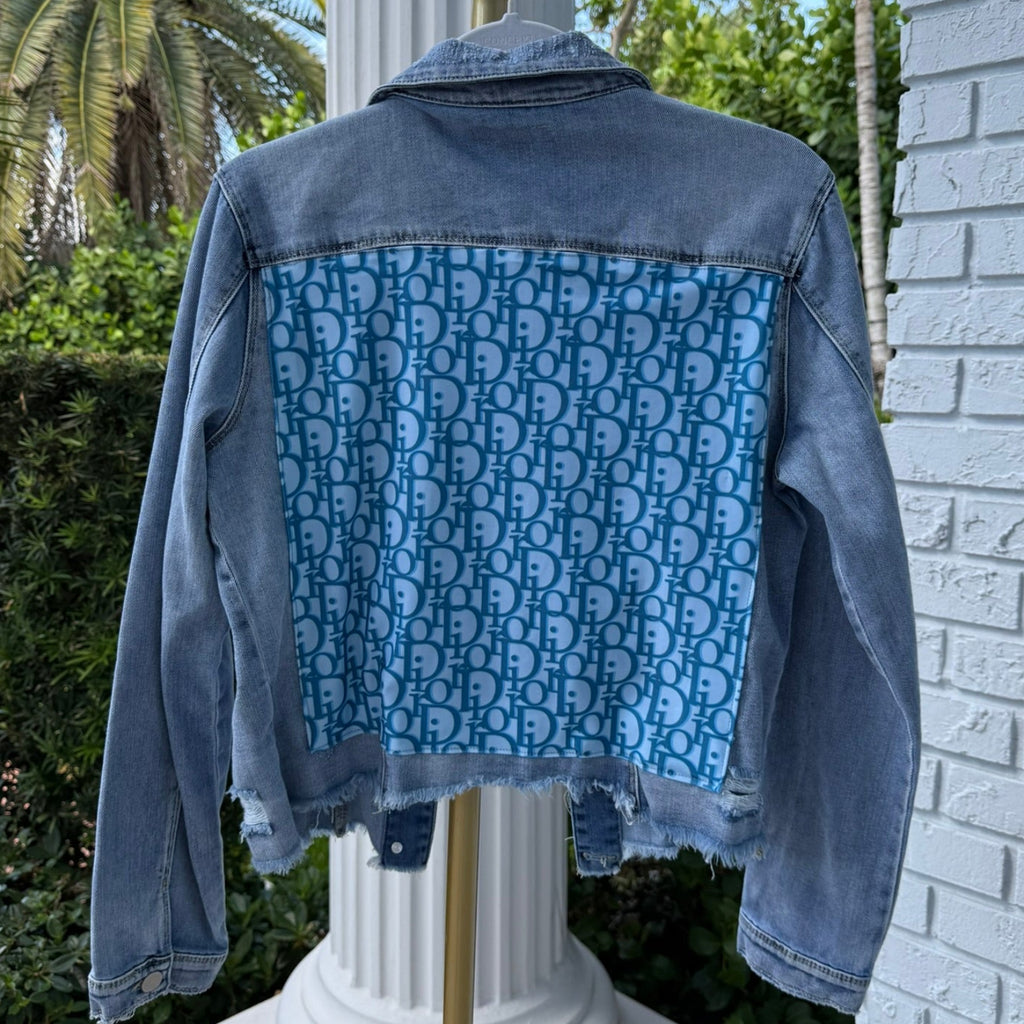 h-trailz Monogram Back Panel Denim Jacket Size Large